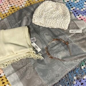 NWOT Bundle of scarves Scarf knit beanie hat butterfly headband winter